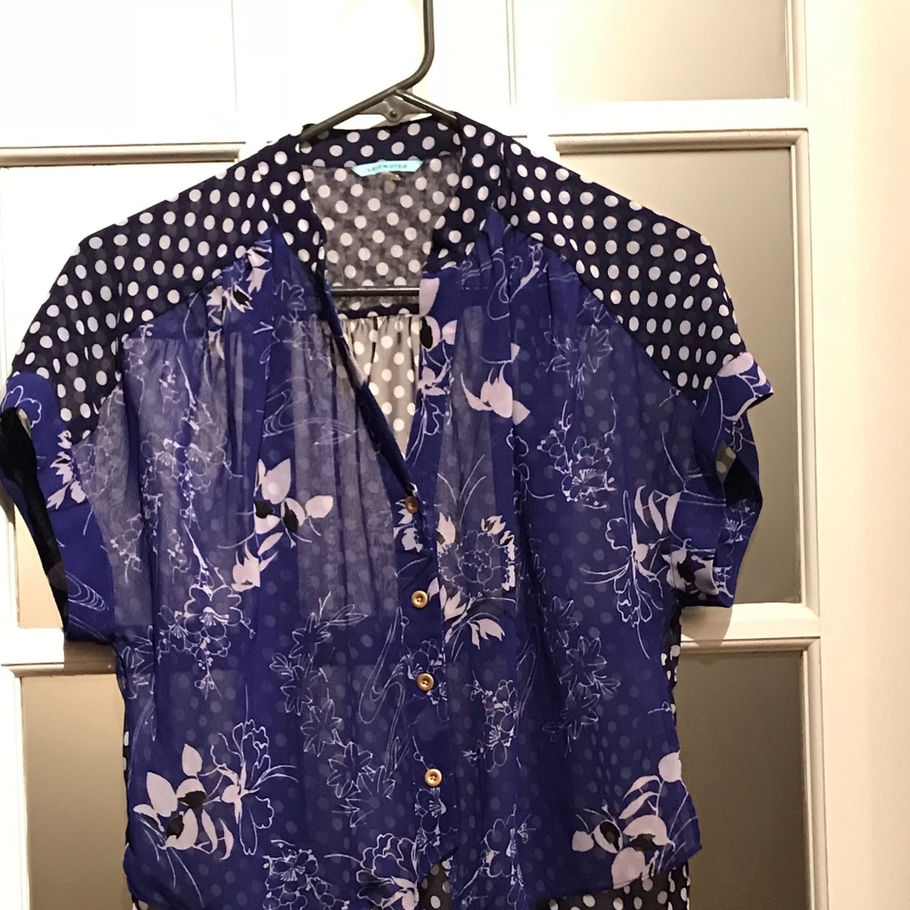 Anthro retro blouse with tie front